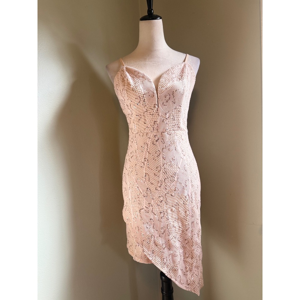 Charlotte Russe Pink Sequins Lace Bodycon Mini Dress‎ mermaid fairy Y2K whimsi m